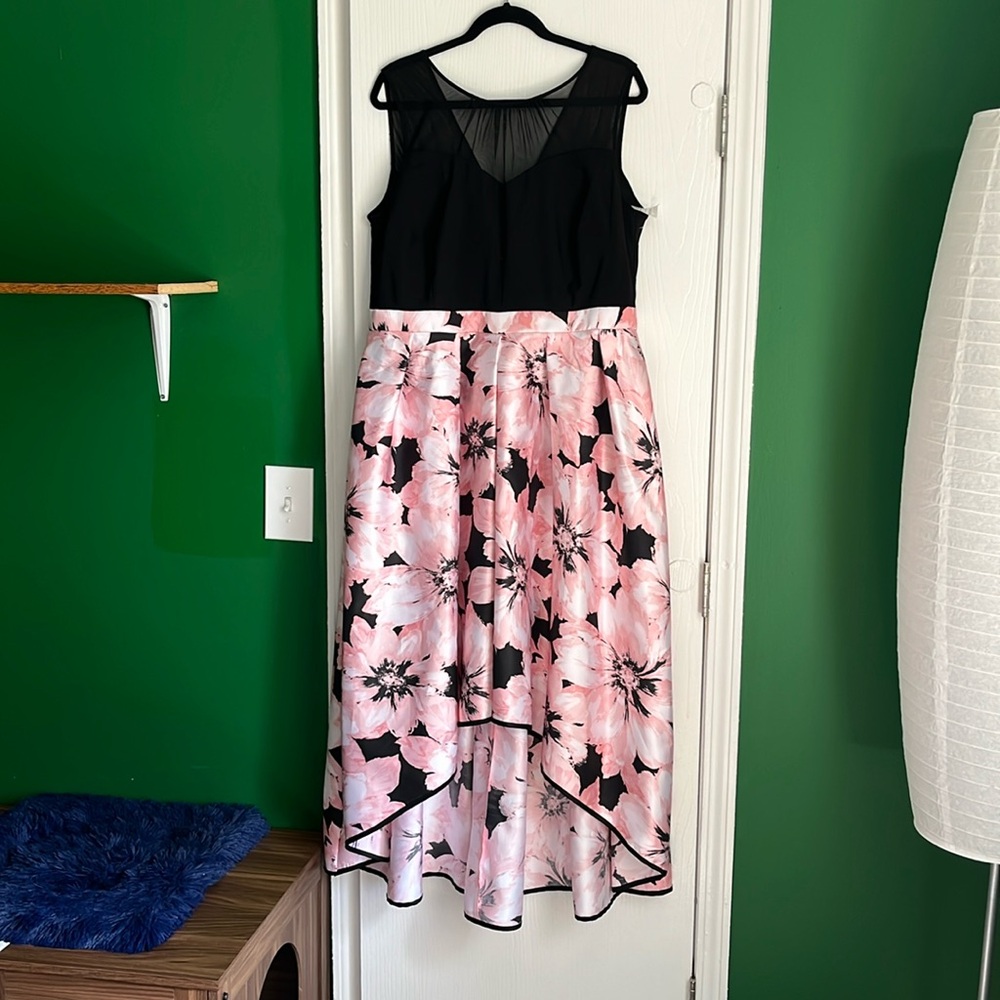 Dress barn pink floral high low dress.